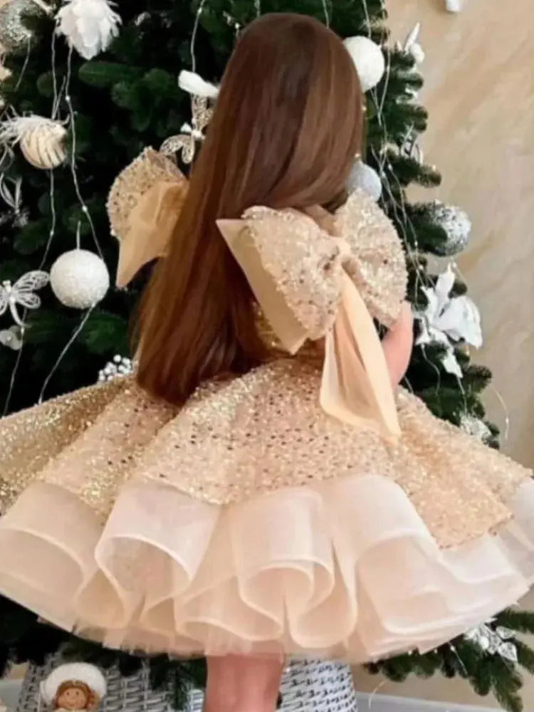 Girl's dresses for formal occasions Big Bow and Fluffy Ballet Performance prom dress Birthday Girl's Princess Dress Natalia Home Fashion    Natalia Home Fashion