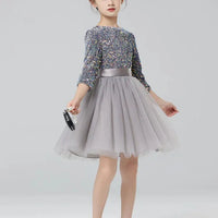 Girls Princess Breathable Shining Evening Dress Children Birthday Photography Wear Kids Piano Party Prom Performance Costume Natalia Home Fashion    Natalia Home Fashion