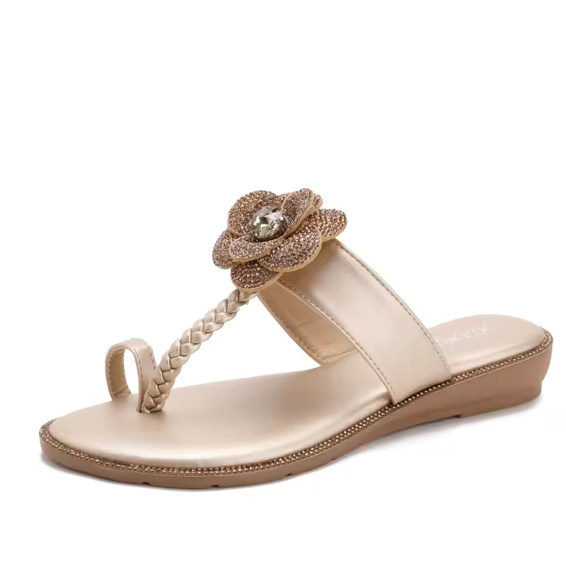 Women's Sandals Summer Slippers Casual Beach Footwear Water Diamond open Toe  Flats