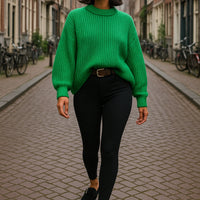 Women Solid Thick Knitted Sweater Long Sleeve Oversized Sweater Female Casual O-Neck Loose Pullovers Sweater