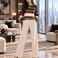 Women's Winter Clothing Oversized Striped Round Neck Ribbed Casual Sweater for Women Women's And Female Clothing Natalia Home Fashion    Natalia Home Fashion