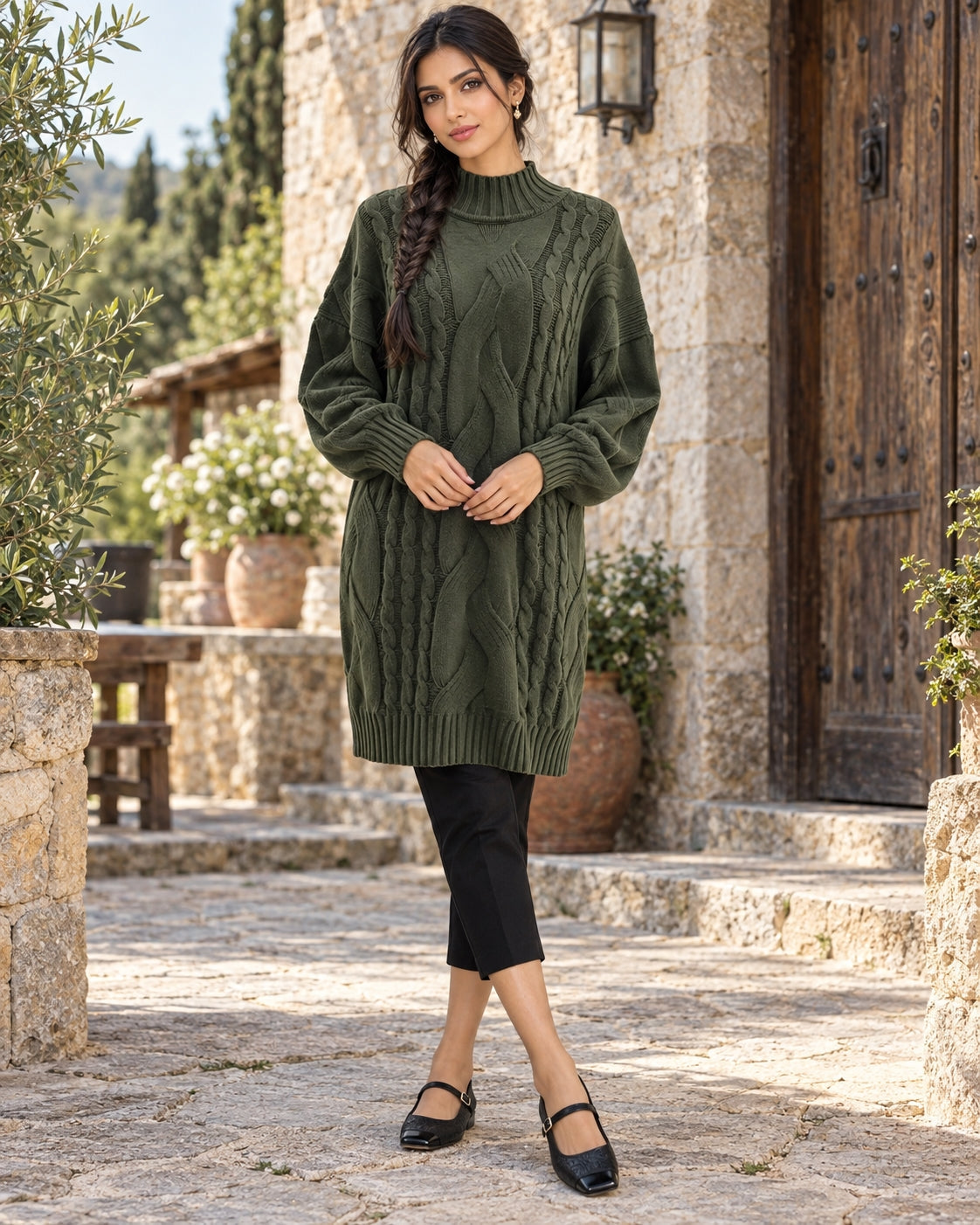 Women's Sweater Thick Two Lapels Retro Thick Thread Twist Dress Natalia Home Fashion    Natalia Home Fashion