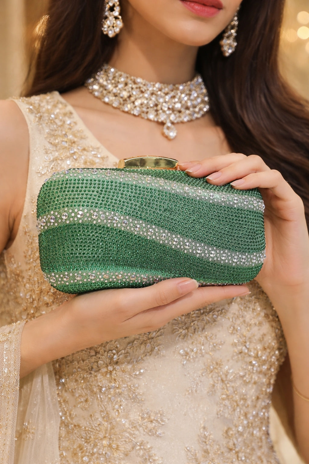 Luxury Rhinestone Clutch Bag for Women Elegant Evening Purse Fashion Crystal-Encrusted Handbag Party Shoulder Bags