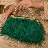 Women Ostrich Feather Clutch Purse Evening Bag Handbag Fluffy Purse Clutch Feather Evening Handbag For Wedding Anniversary Party