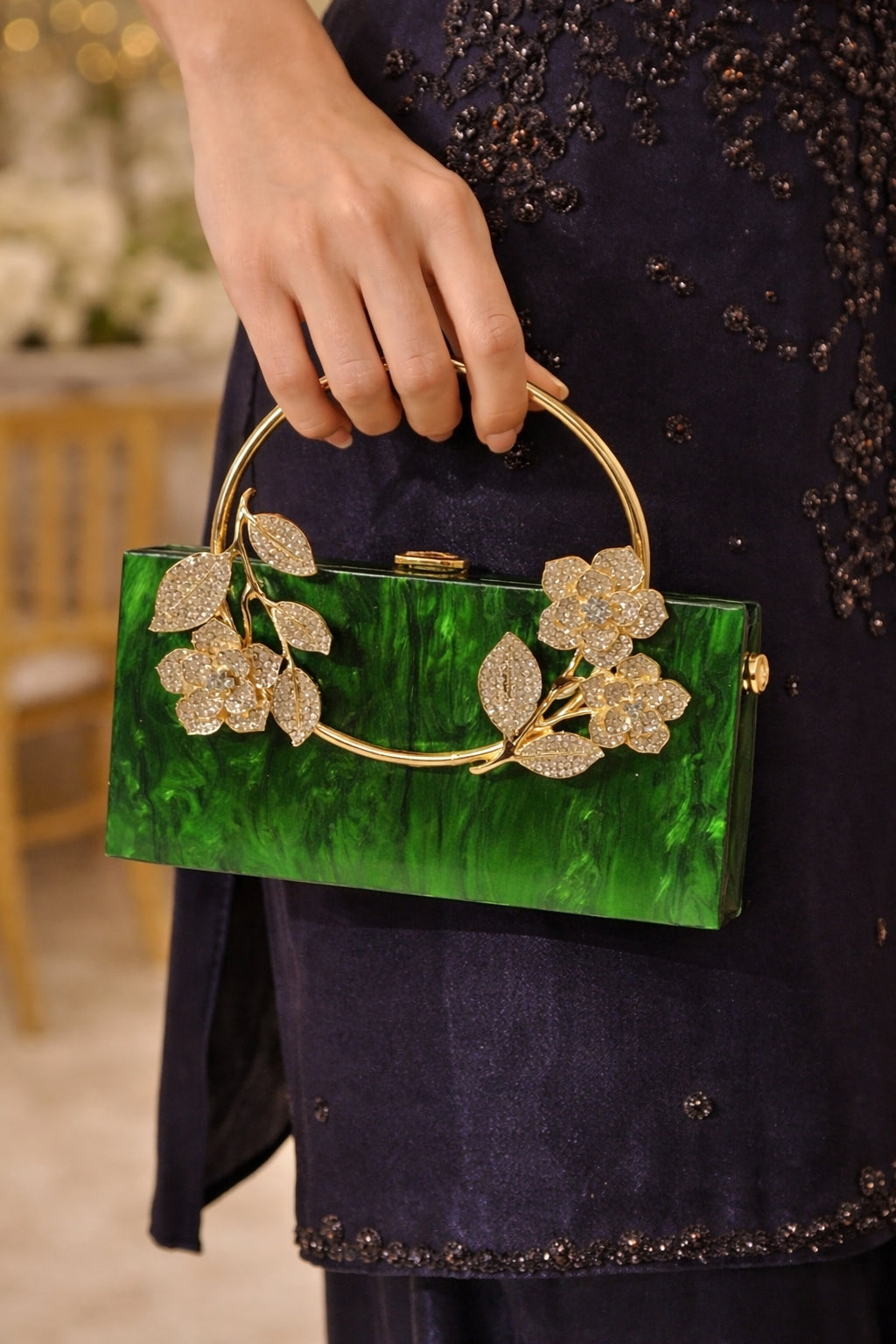 Flower Acrylic Dinner Bag, Single Shoulder, Oblique Cross, Wedding Banquet Handbag