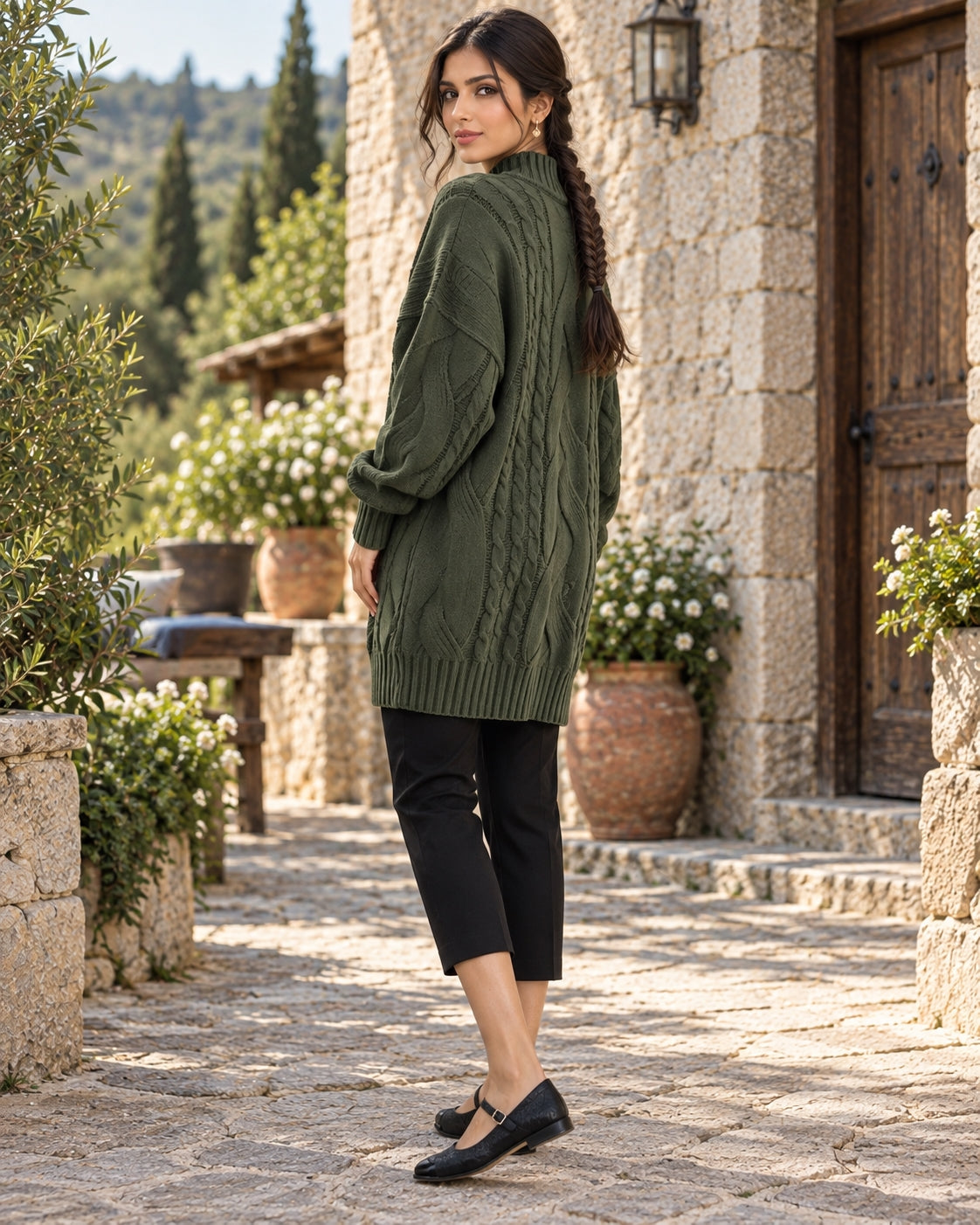 Women's Sweater Thick Two Lapels Retro Thick Thread Twist Dress Natalia Home Fashion    Natalia Home Fashion