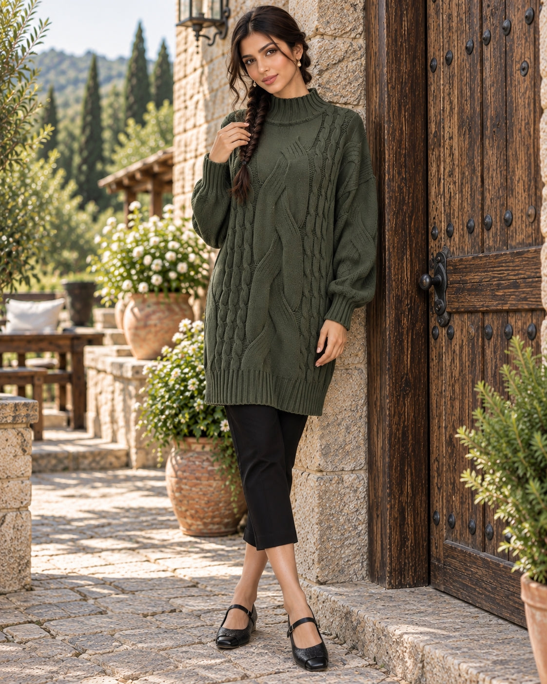Women's Sweater Thick Two Lapels Retro Thick Thread Twist Dress Natalia Home Fashion    Natalia Home Fashion