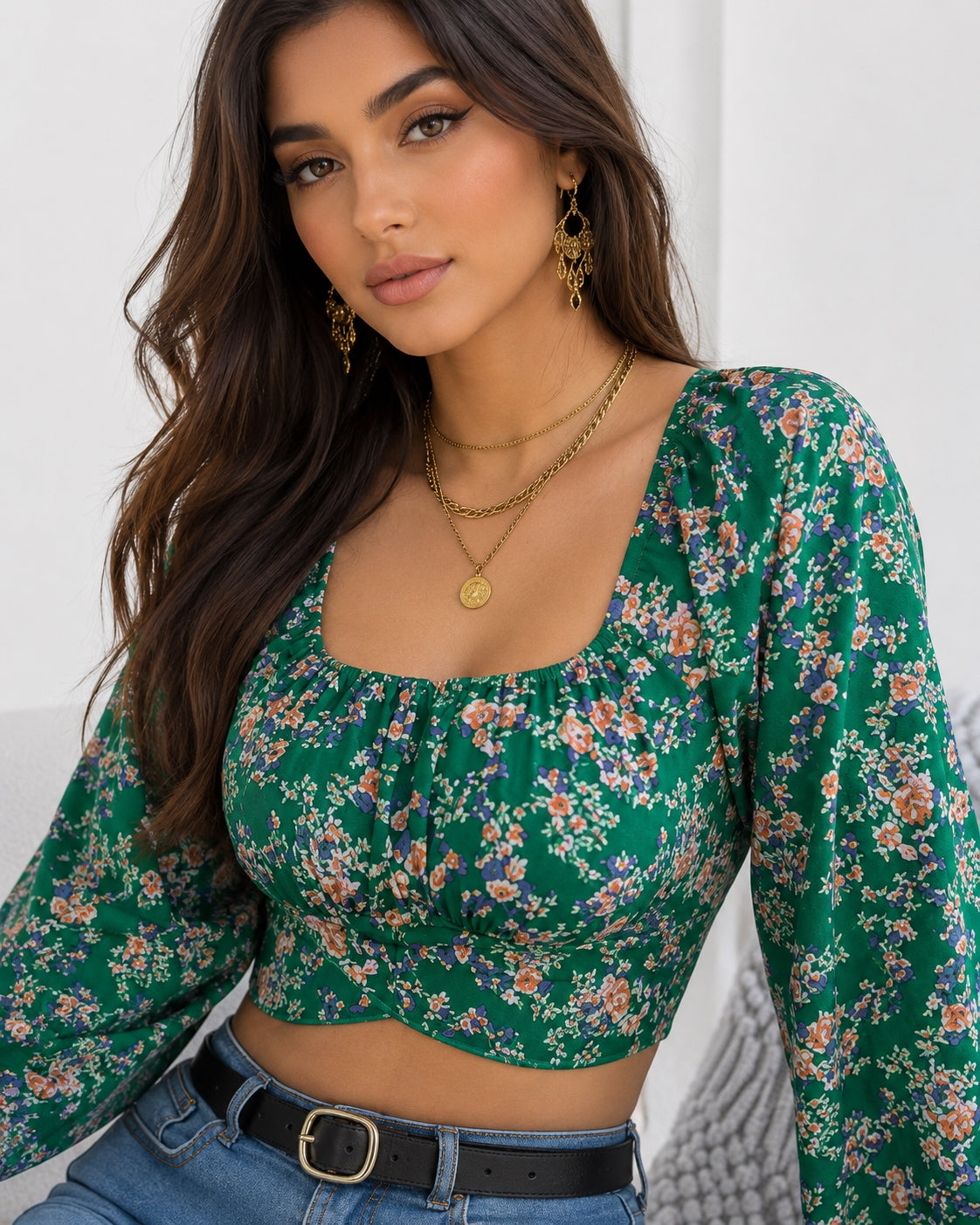 Spring Square Neck Backless T-shirt Casual Women Long Sleeve Bodycon Crop Top Club Short Tops