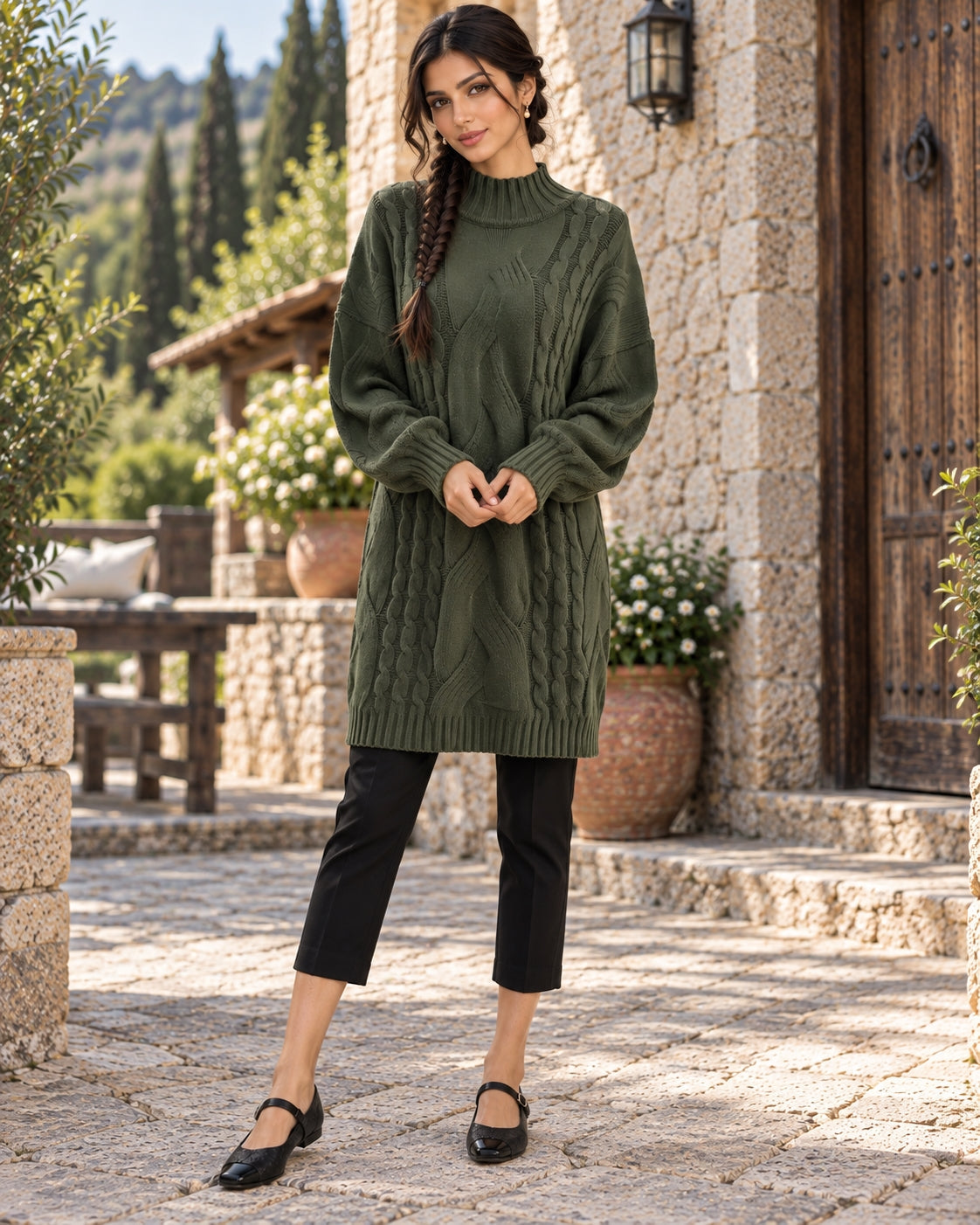 Women's Sweater Thick Two Lapels Retro Thick Thread Twist Dress Natalia Home Fashion    Natalia Home Fashion