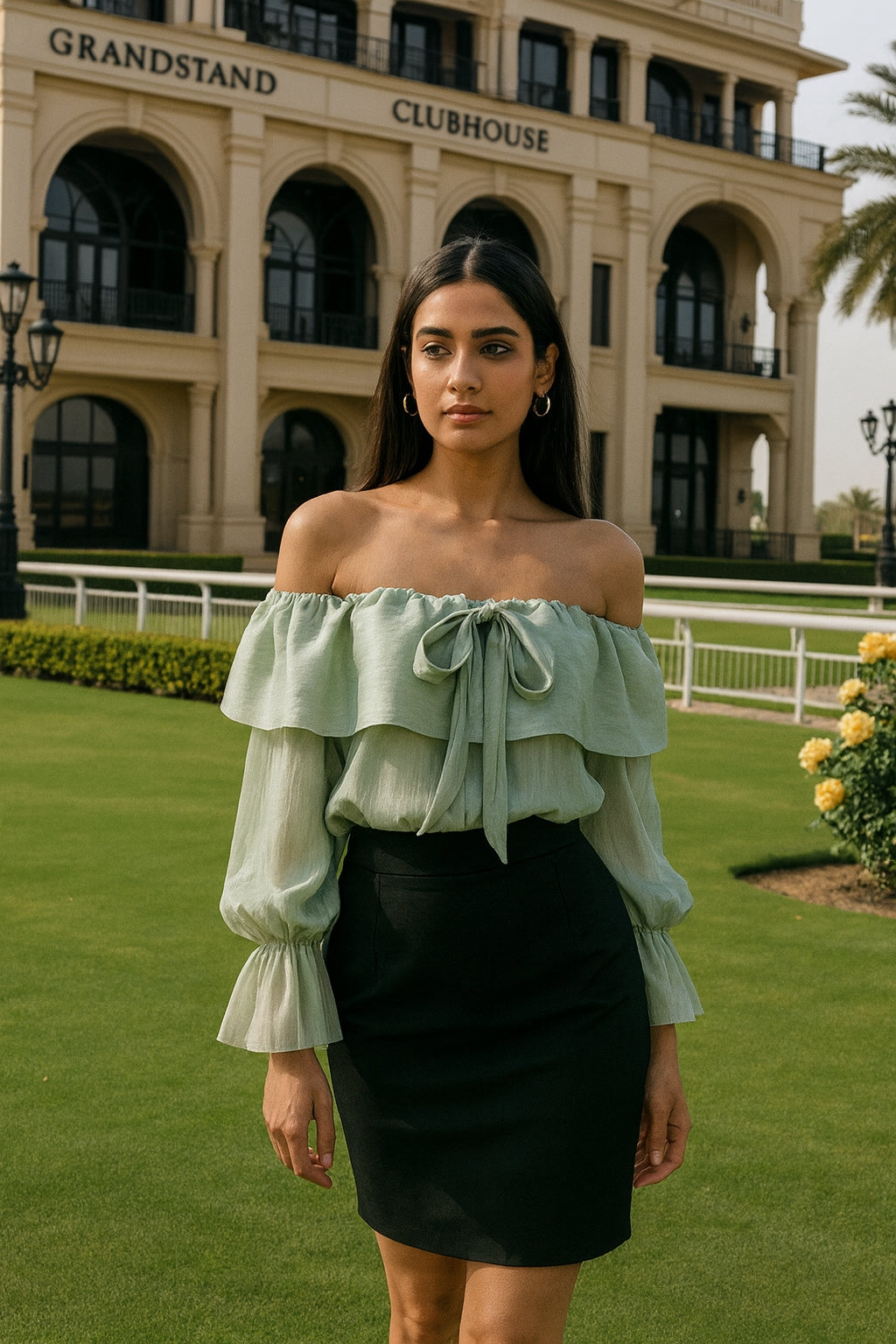 Blouses Design Sense Niche Chic Off Shoulder Shirt Women's French Gentle Style Loose Versatile Western-style Flowing Mesh Top