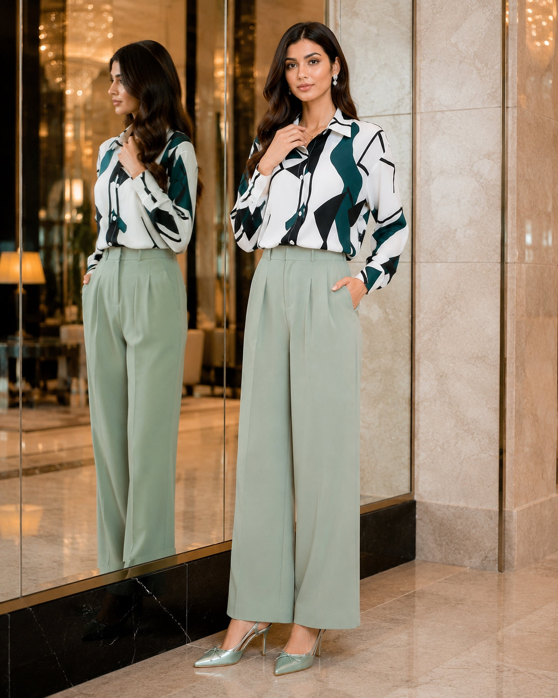 Women Temperament Print Shirt Long Sleeve Fashion Loose Shirts Ladies Lightweight Work Blouse