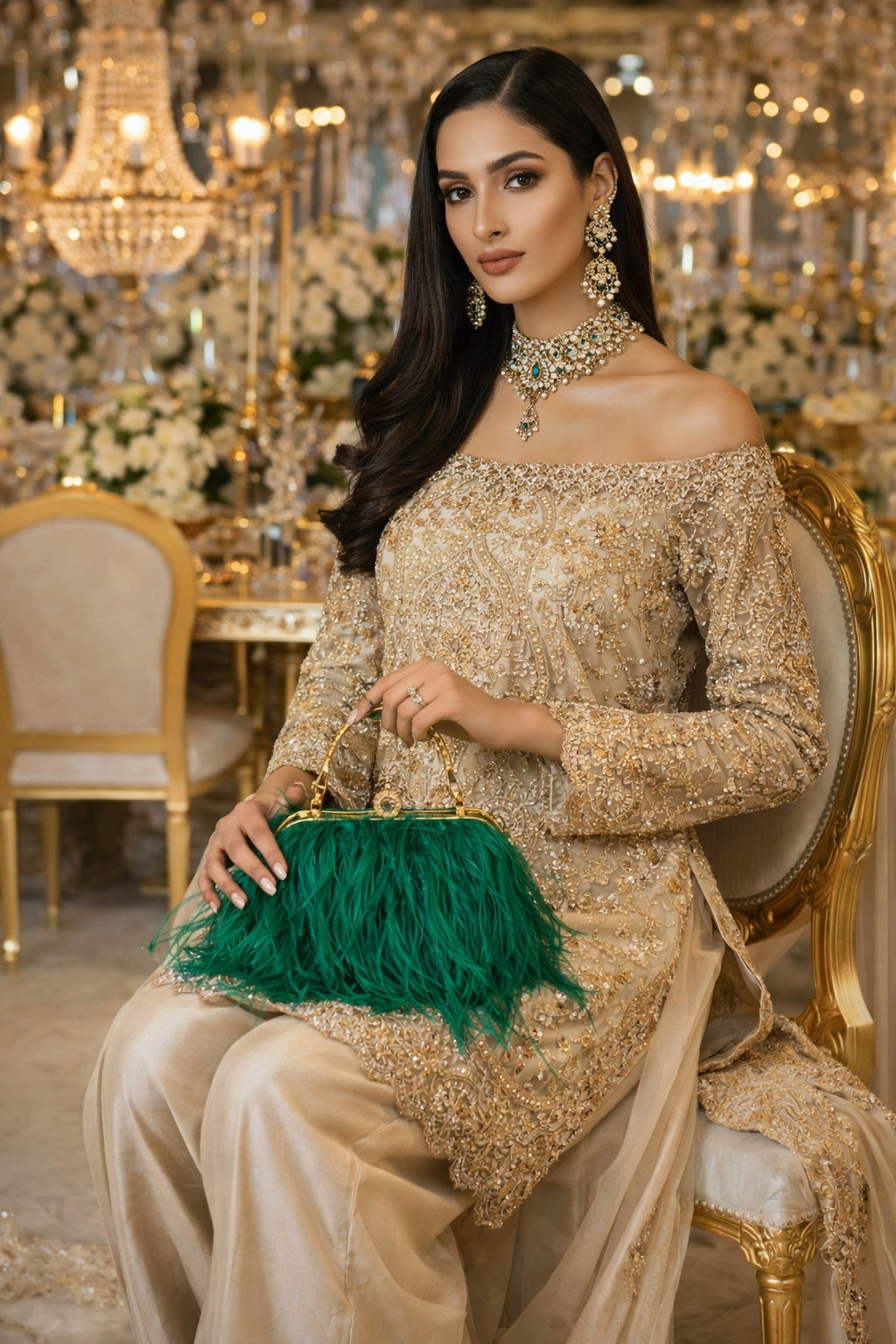 Women Ostrich Feather Clutch Purse Evening Bag Handbag Fluffy Purse Clutch Feather Evening Handbag For Wedding Anniversary Party