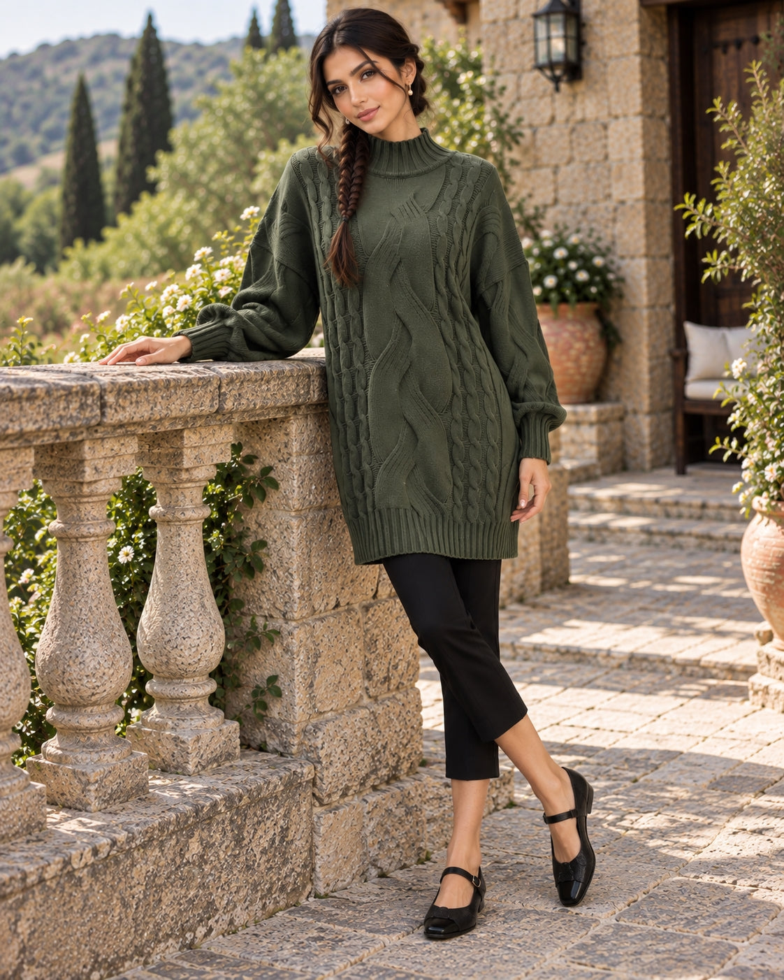 Women's Sweater Thick Two Lapels Retro Thick Thread Twist Dress Natalia Home Fashion    Natalia Home Fashion
