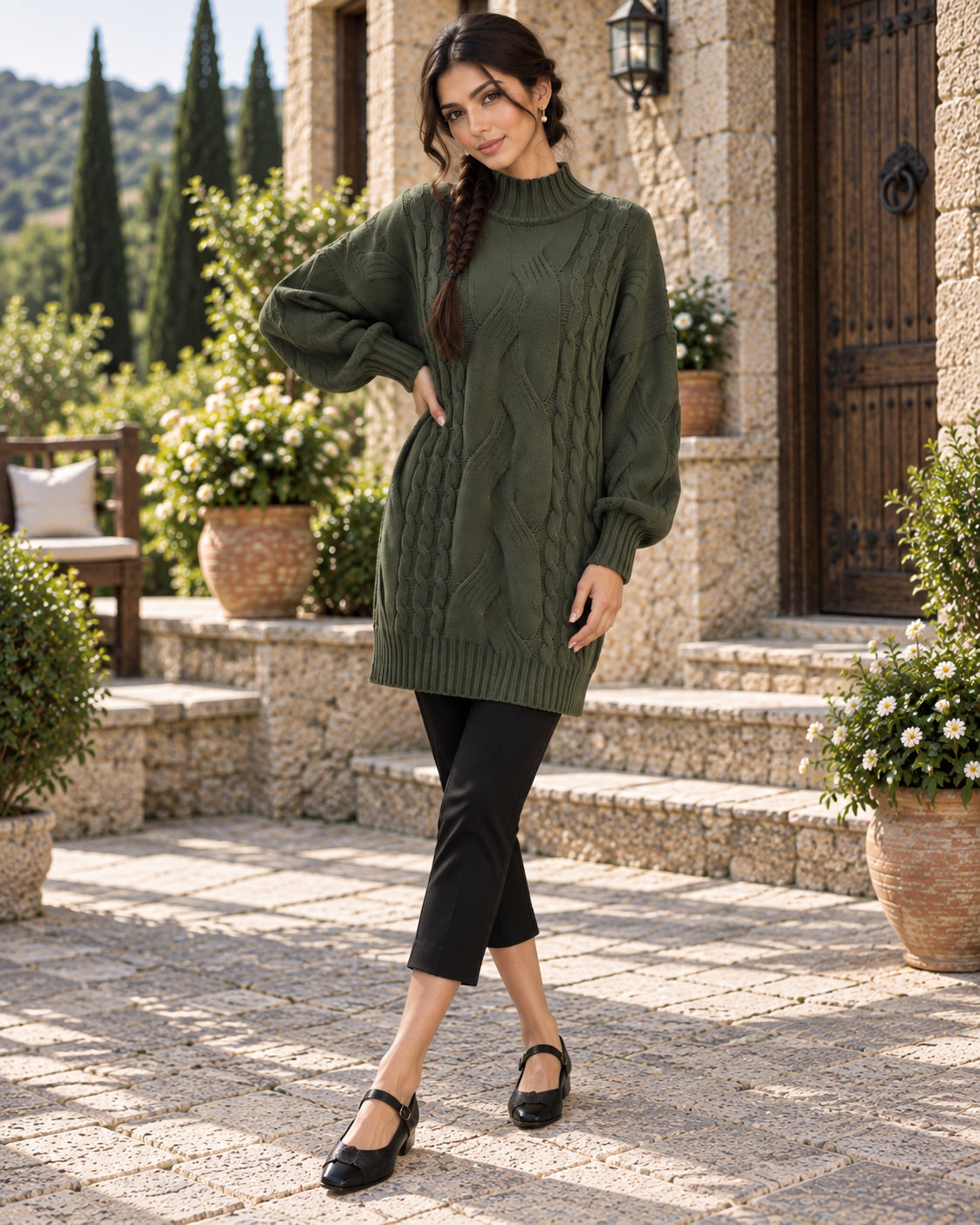 Women's Sweater Thick Two Lapels Retro Thick Thread Twist Dress Natalia Home Fashion    Natalia Home Fashion