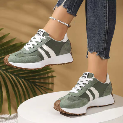 Retro Platform Women's Sneakers Summer Casual Patchwork Leather Sneakers Women's Outdoor Casual Comfort Shoes