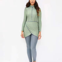 Muslim Swimwear Women Modest Patchwork Hijab Long Sleeves Sport Swimsuit 3pcs Islamic Burkinis Wear Bathing Suit