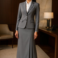 Fashion Office Half Skirt Set for Women Slim Fit Long Sleeved Single Row Two Button Half Skirt Two Piece Set