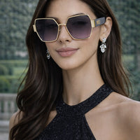 High Quality Rectangle Sunglasses Women Metal Frame Glasses Fashion Designer Vintage Eyewear UV