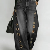Women Straight Pants Jeans Long Length Tassels Trousers Stretch Mid Waist Washed Streetwear Denims Vintage Distressed Natalia Home Fashion    Natalia Home Fashion