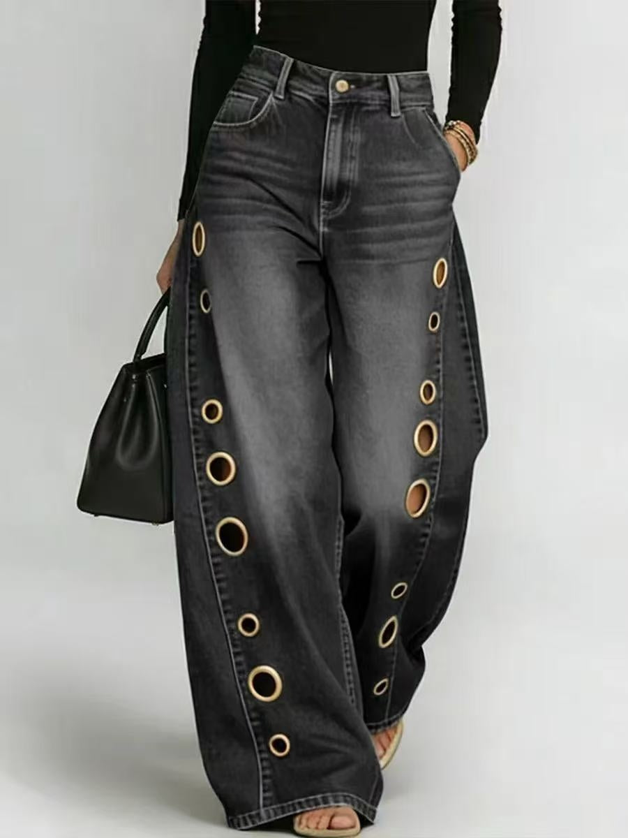 Women Straight Pants Jeans Long Length Tassels Trousers Stretch Mid Waist Washed Streetwear Denims Vintage Distressed Natalia Home Fashion    Natalia Home Fashion