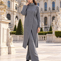 Women Knitted 2 Pieces Set Turtleneck Long Pullovers Sweaters & Wide Leg Pants Thicken Warm Sweater Sets Natalia Home Fashion    Natalia Home Fashion