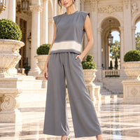 Clothing Suit Women's Knitwear Loose Slimming High-waisted Wide-leg Trousers Fashionable Two-piece Set Natalia Home Fashion    Natalia Home Fashion