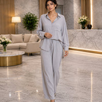 Cotton and Linen Shirt Suit High Waist Loose Trousers Elegant Women Sets Two Piece Set for Women Natalia Home Fashion    Natalia Home Fashion