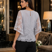 Loose Lace Blouse Women Butterfly Sleeve Chiffon Shirt Woman Fashion Casual Floral Shirt Tops