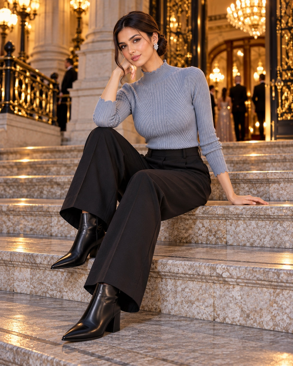 Women's Long Sleeve Knitted Half High Neck Sweater Invariant Fitted Top Style Base Sweater Natalia Home Fashion    Natalia Home Fashion