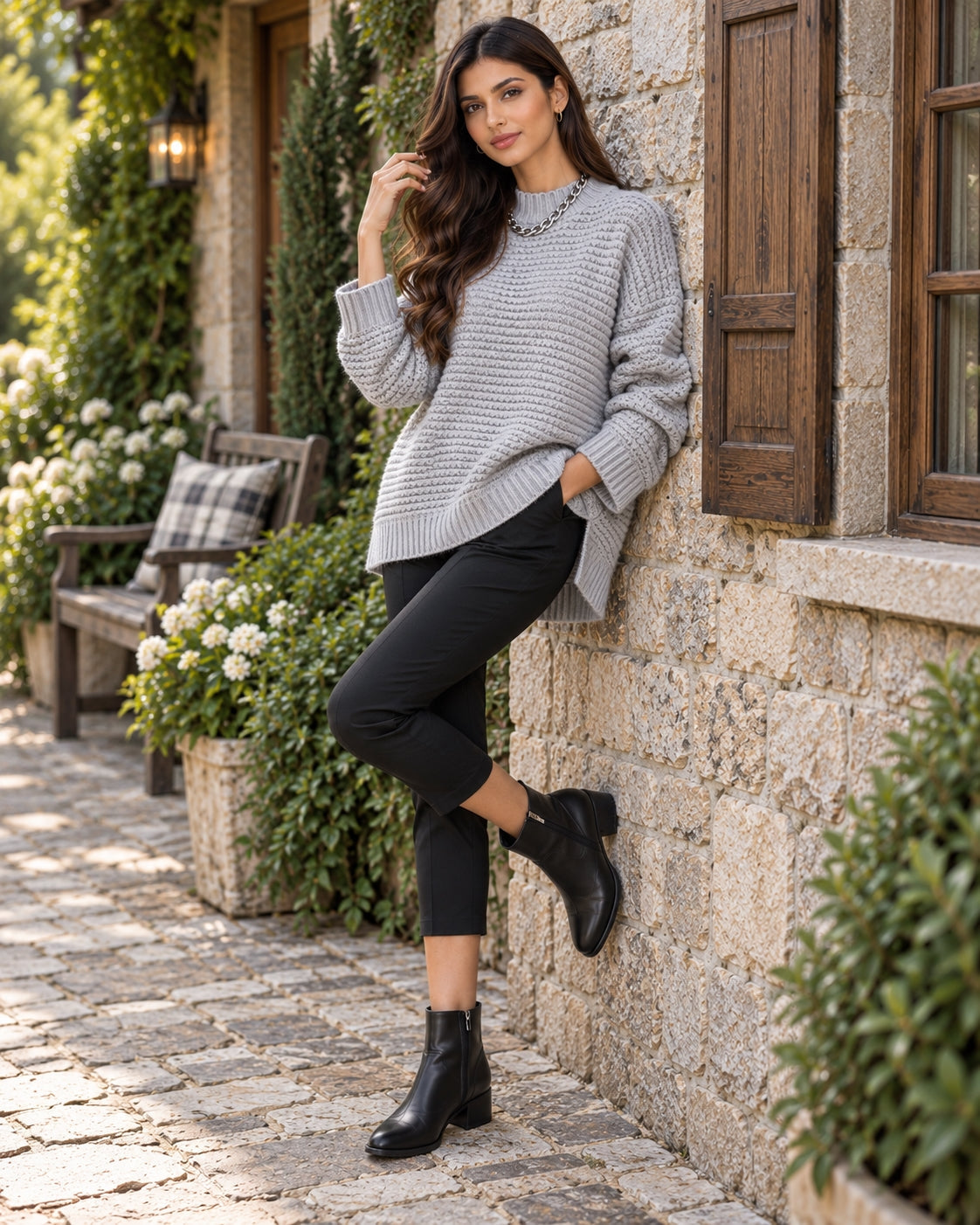 Solid Color Simple Semi-high Collar Long-sleeved Split Pullover Sweater Women's Loose Casual Knitted Sweater Natalia Home Fashion    Natalia Home Fashion