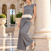 Clothing Suit Women's Knitwear Loose Slimming High-waisted Wide-leg Trousers Fashionable Two-piece Set Natalia Home Fashion    Natalia Home Fashion