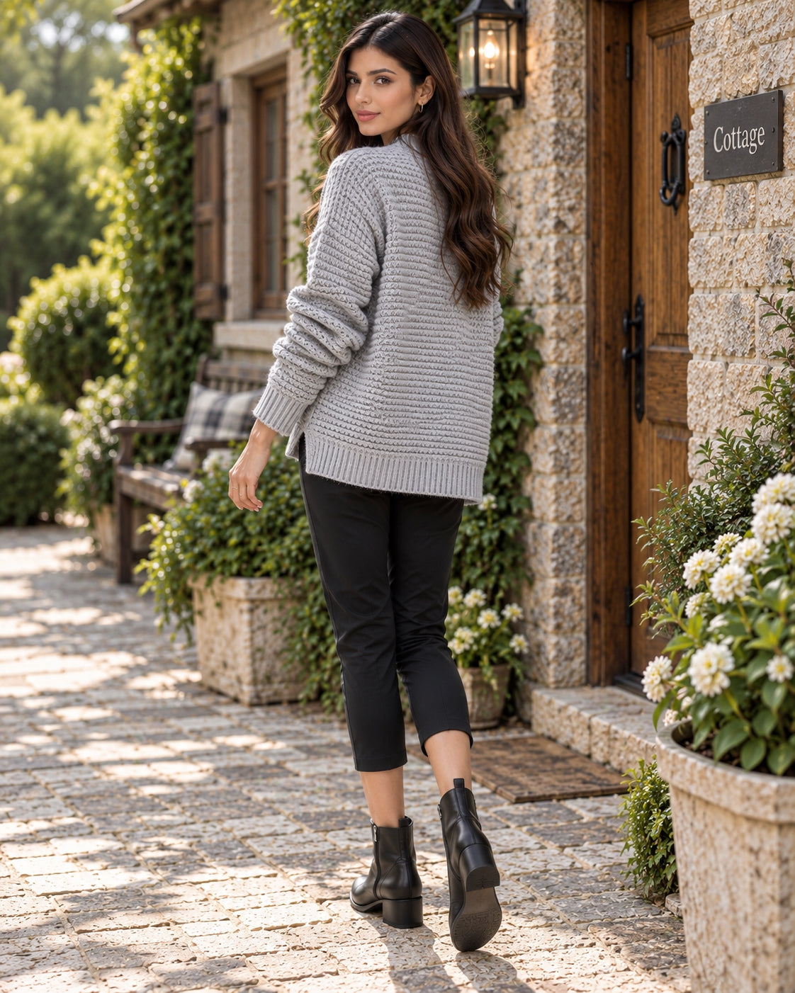 Solid Color Simple Semi-high Collar Long-sleeved Split Pullover Sweater Women's Loose Casual Knitted Sweater Natalia Home Fashion    Natalia Home Fashion