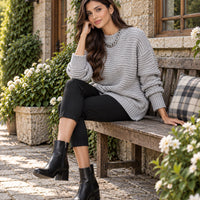 Solid Color Simple Semi-high Collar Long-sleeved Split Pullover Sweater Women's Loose Casual Knitted Sweater Natalia Home Fashion    Natalia Home Fashion