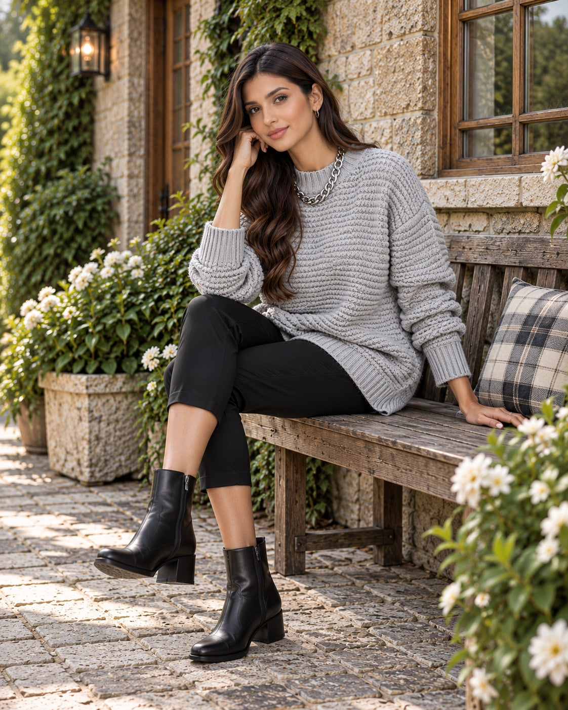 Solid Color Simple Semi-high Collar Long-sleeved Split Pullover Sweater Women's Loose Casual Knitted Sweater Natalia Home Fashion    Natalia Home Fashion