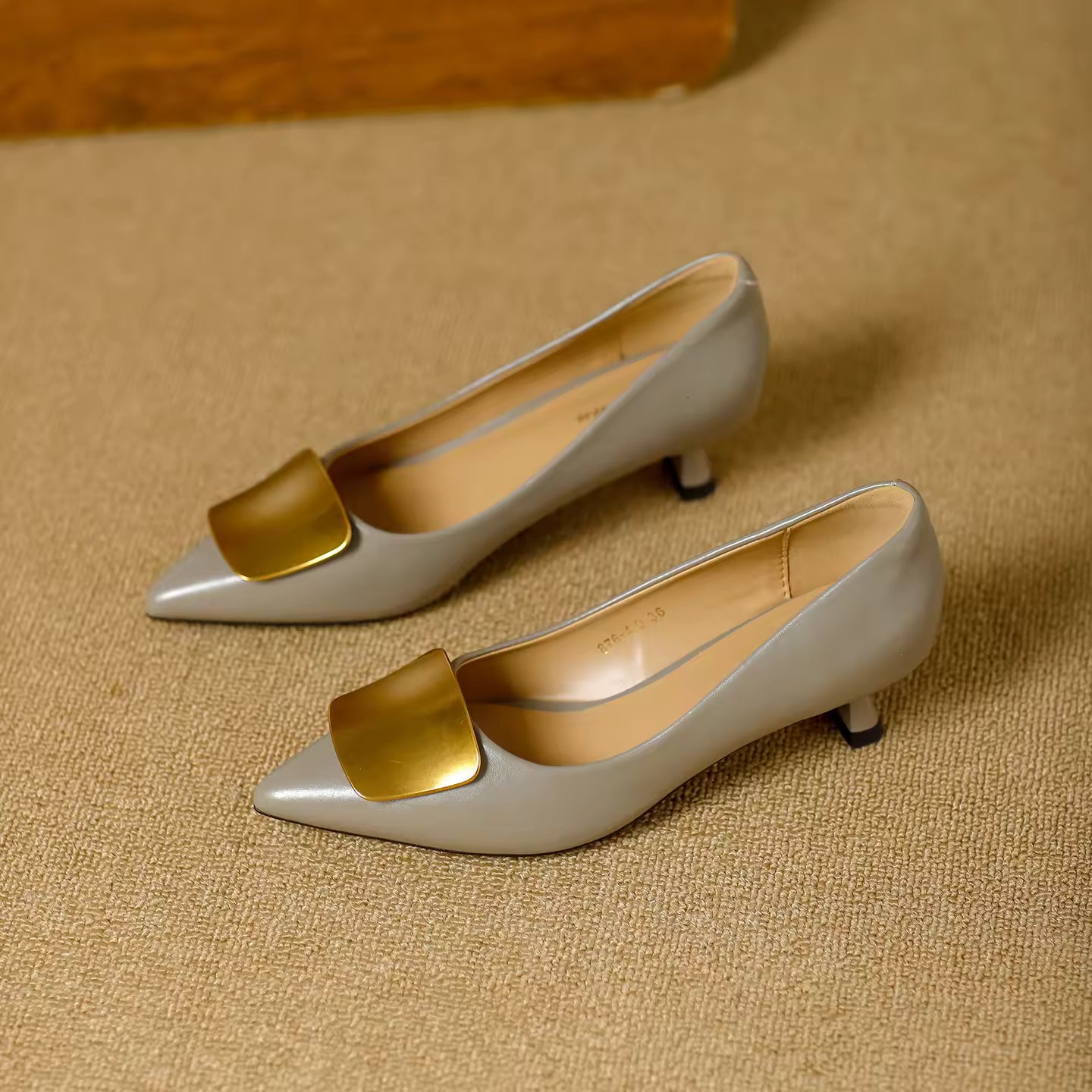 Metallic Thin Heel Pointed Toe Shoes For Women Elegant Office Career Work High Heels