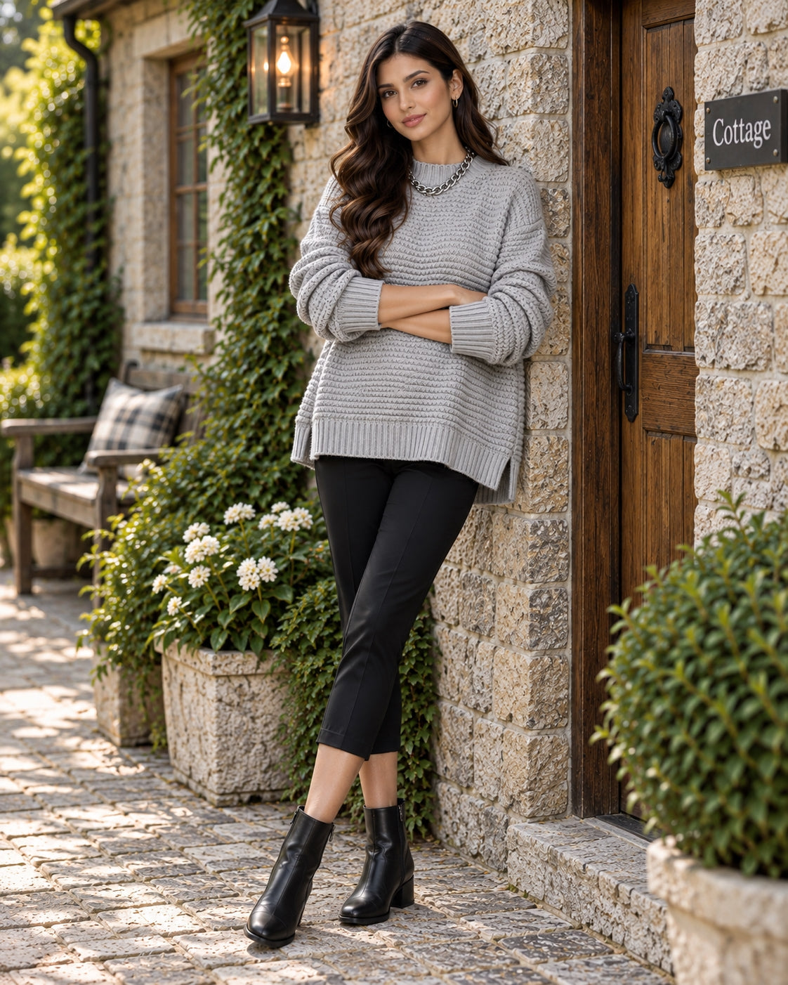 Solid Color Simple Semi-high Collar Long-sleeved Split Pullover Sweater Women's Loose Casual Knitted Sweater Natalia Home Fashion    Natalia Home Fashion