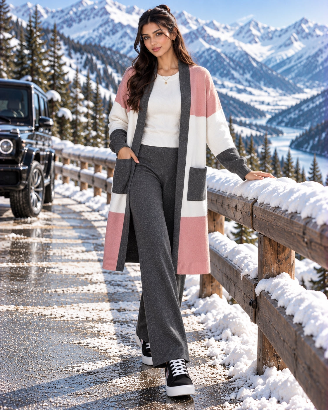 Women's 3PC Knit Set - Cardigan Tank Top Wide Leg Pants  Cross-Border Outfit Natalia Home Fashion    Natalia Home Fashion