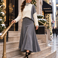Women's Cable Knit Two Piece Set: High Neck Long Sleeve Sweater & A-Line Midi Skirt, Casual Elegant Pullover Outfit Natalia Home Fashion    Natalia Home Fashion