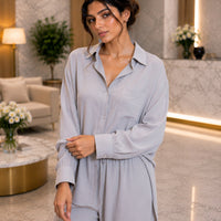 Cotton and Linen Shirt Suit High Waist Loose Trousers Elegant Women Sets Two Piece Set for Women Natalia Home Fashion    Natalia Home Fashion
