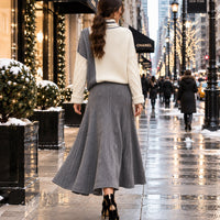 Women's Cable Knit Two Piece Set: High Neck Long Sleeve Sweater & A-Line Midi Skirt, Casual Elegant Pullover Outfit Natalia Home Fashion    Natalia Home Fashion