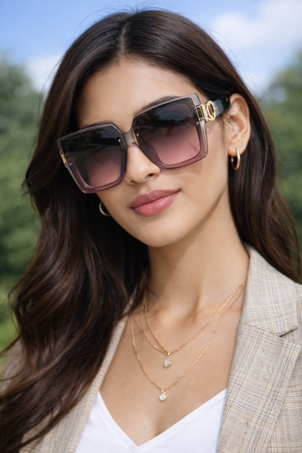 Large Frame Square Sunglasses Women's Brand Designer Fashion Sun Glasses Women Outdoor Travel Eyewear