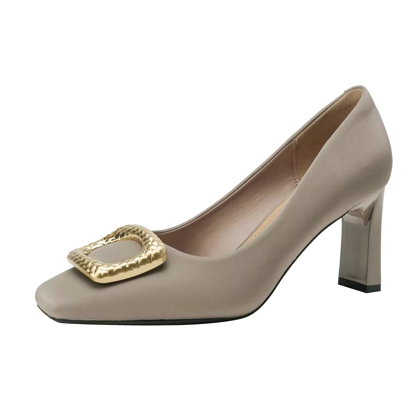 Basic Shallow Square Toe Women Pumps High Quality PU Leather Matte Thick Heel Office Shoes Woman Maroon 7CM High Heels
