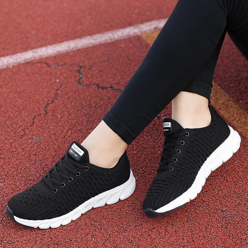 Women Flying Weave Breathable Soft Casual Sneakers Ladies Non-Slip Jogging Shoes Fashion Lightweight Running Shoes