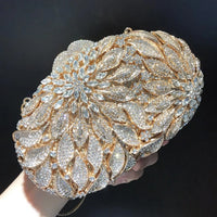 Luxury Crystal Clutch Purse Evening Bags Clutches Rhinestone Women Party Bag Diamond Leaves Shoulder Bags