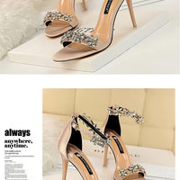 Open Toe Rhinestones Sandals Women New Designer Sexy High Heels Sandals Female Shoes Summer Heeled Sandals