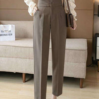 High Waisted Suit Pants for Women, Ankle Length Trousers, Vintage Clothing, British Style, Office Work wear Semi formal