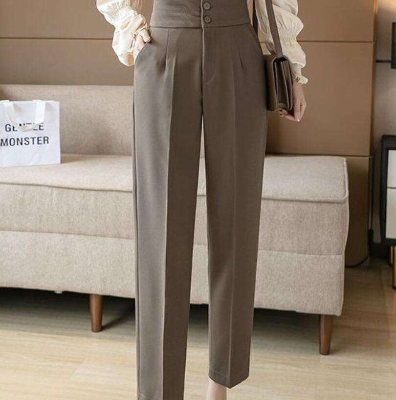 High Waisted Suit Pants for Women, Ankle Length Trousers, Vintage Clothing, British Style, Office Work wear Semi formal