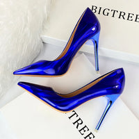 Women 10.5cm High Heels Valentine Pumps Luxury Glossy Stripper Stiletto Wedding Bridal Fetish Shoes