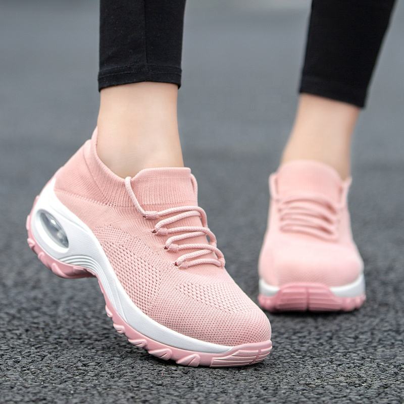 Lightweight Elastic Casual Women's Shoes Increased Height Slip-On Shake Shoes Breathable Comfortable