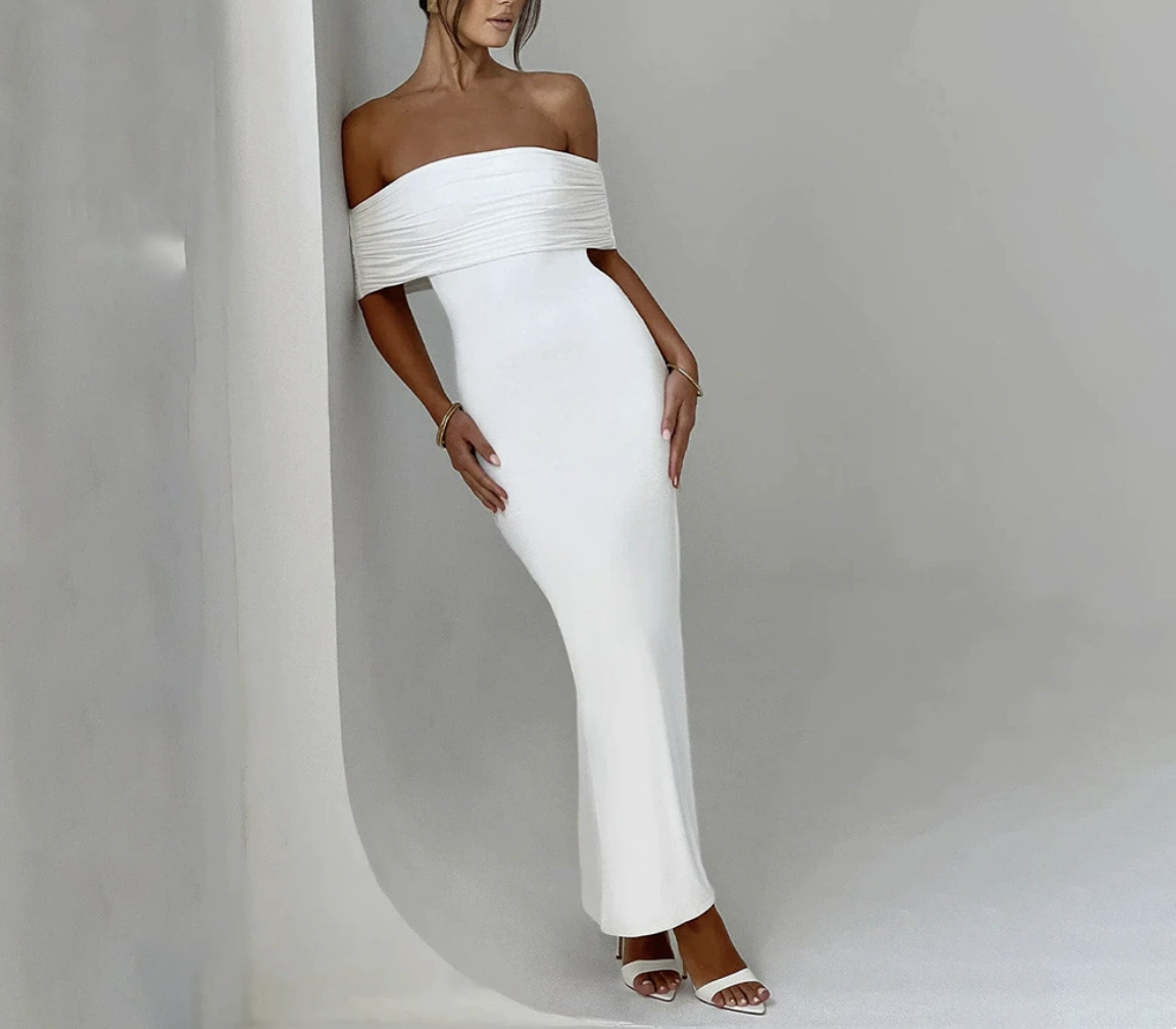 shoulder Sleeveless bodycon dress Club Party Long Dress Elegant Strapless Backless Sexy Maxi Dress